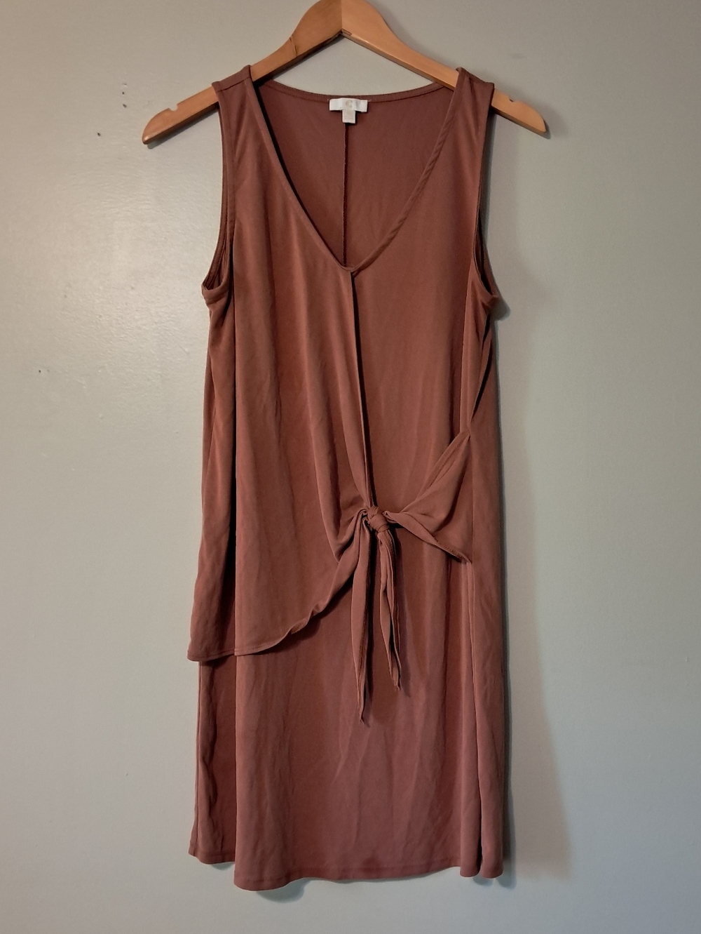 C Terracotta-Brown Sleeveless Dress
